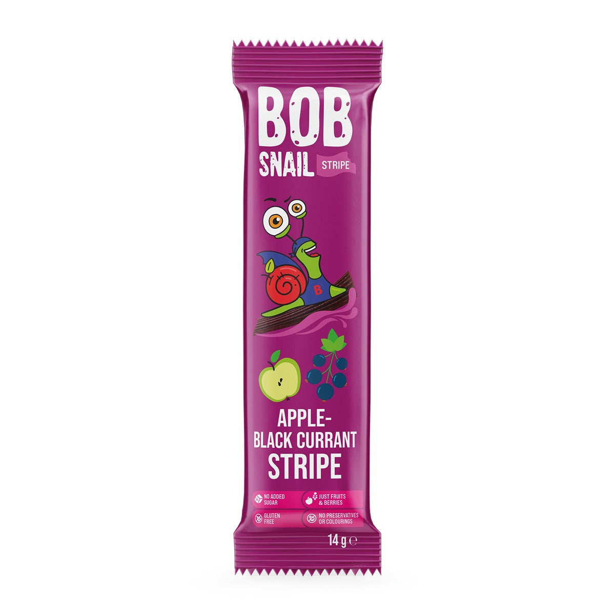 BOB SNAIL Stripe, Banda din fructe, gustare din fructe, cu mere si coacaze, 14 g [ps:a0dd1c80-1c30-4614-bfc5-f666f4654944]