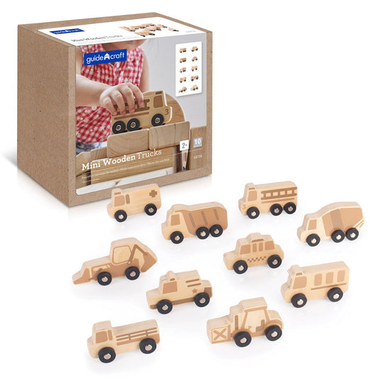 Mini vehicule din lemn, set 10 bucăți, Guidecraft - Default Title [ps:b09e354b-0ad3-4dda-9306-002185f63962]