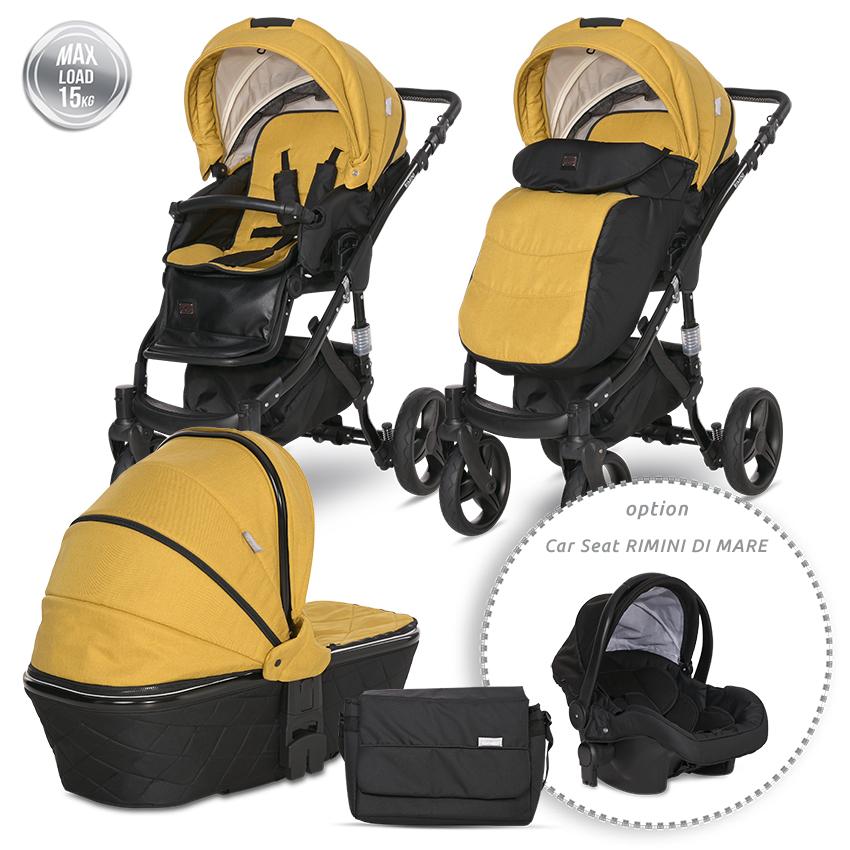 Cărucior Set Lorelli Rimini Premium, Galben-Negru - Galben Curry [ps:63651bcf-ca4d-444e-8cea-8f2fb3c57dd7]