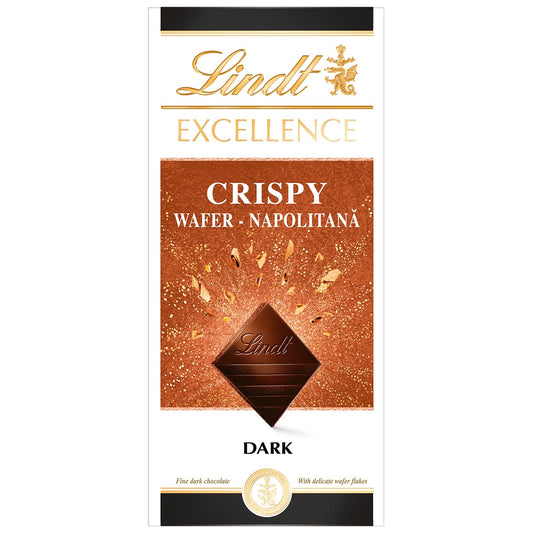 LINDT Excellence Crispy Wafer Dark, tableta de ciocolata, neagra, cu napolitana, 100 g [ps:03e285b4-75c5-46ac-bd78-38d2a97736db]