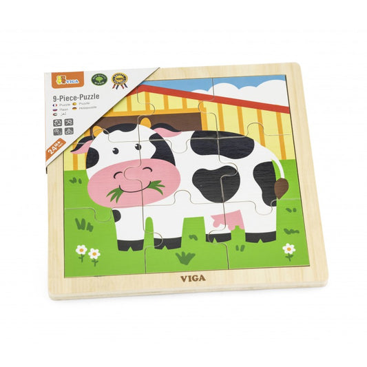 Puzzle din 9 piese mari - vaca, Viga [ps:681296e1-b29f-45db-a8a0-ecf3c76204d0]