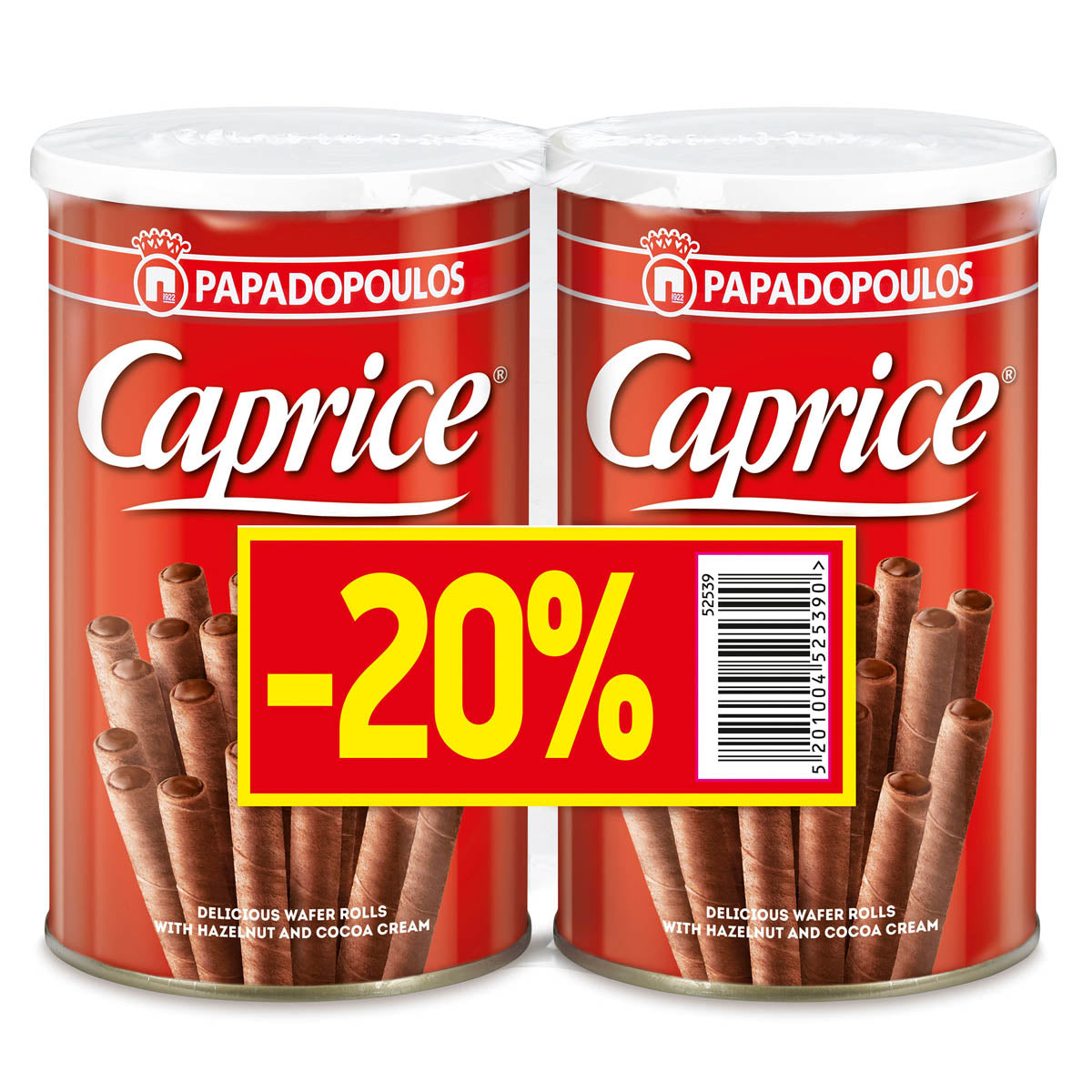 CAPRICE, rulouri, de napolitane cu crema de alune de padure si cacao 2x115 g [ps:eaa6776b-85be-4602-afe2-946445528131]