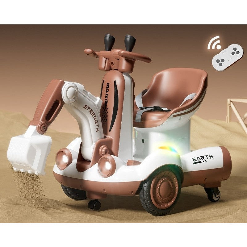 Excavator Electric Flippy cu Telecomandă, Maro, +2 Ani - Maro [ps:1b48d110-0fb2-4d28-a51b-f60ffd8b84c1]