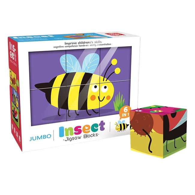 Cuburi Puzzle Animale și Insecte Jumbo, 6 piese - Default Title [ps:5b9ea73e-cc3b-4041-a00e-6d662c094c94]