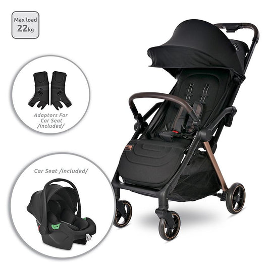 Cărucior Set 2în1 Lorelli Loret Autofold, Grey - Black [ps:18300264-8ca6-40eb-aa9e-2b272963995e]