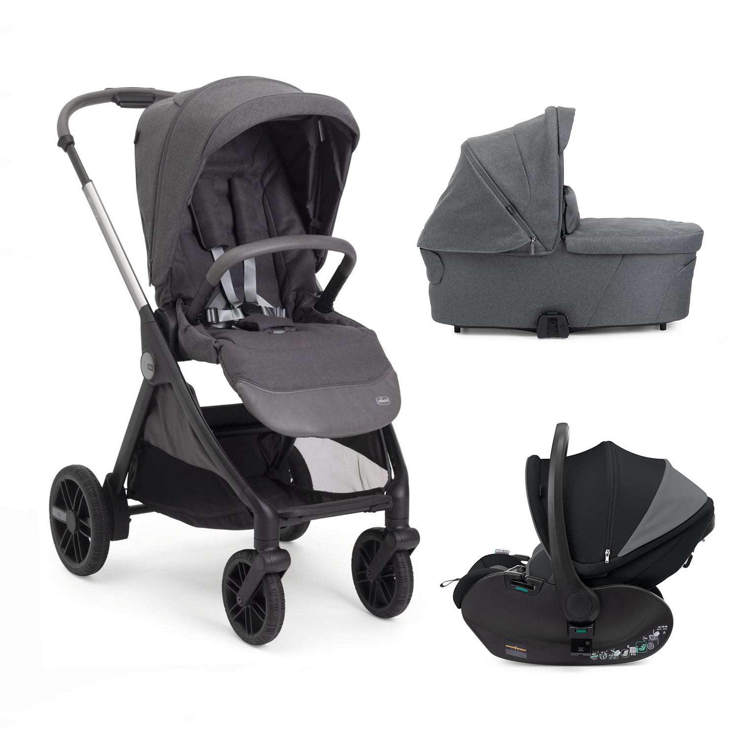 Carucior copii 3 in 1 Chicco Bellagio 2, Black Satin - Default Title [ps:1070c7d9-e14d-427a-97a3-b07a635b6e58]