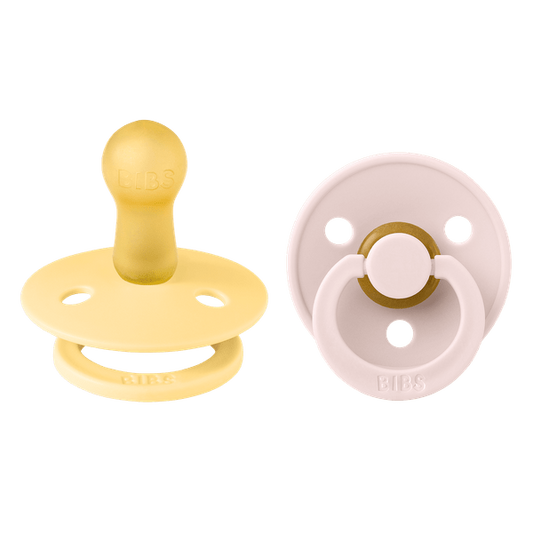 Set 2 Suzete BIBS Colour Latex, Tetină Rotundă, 0 luni - Pale Butter/Petal [ps:ed1eaa8f-1f2d-4d53-a526-e4f9687e5cf9]