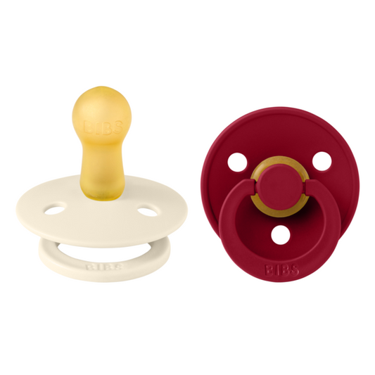 Set 2 Suzete BIBS Colour Latex, Tetina Simetrică, 0 luni - Ivory/Ruby [ps:70bbc6de-02f5-4d81-8f1c-d9c4c009c640]