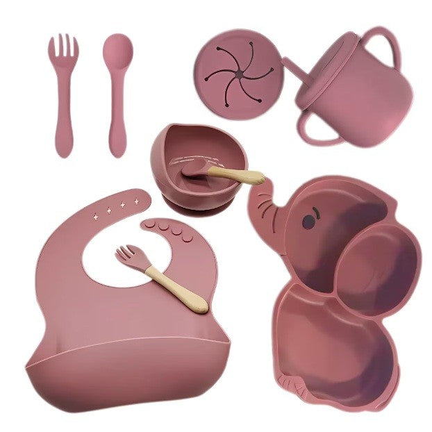 Set Servire Masă Flippy 10 Piese, Silicon și Lemn, Roz - Maro [ps:fdee62c4-ff9e-4396-8792-f692368eb88c]