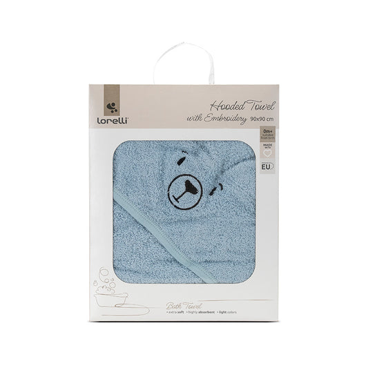 Prosop Baie Bebe cu Glugă Lorelli, Bumbac, Alb, 90x90 cm - Soft Blue [ps:9ec7f901-5da5-4b2f-bf6e-da66bde4ade9]