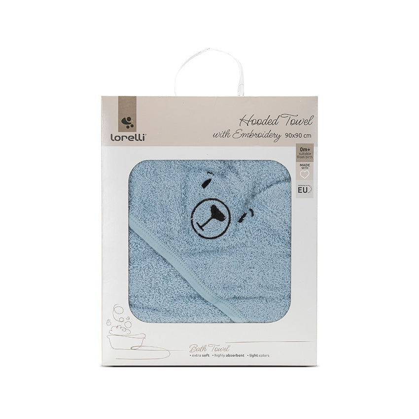 Prosop Baie Bebe cu Glugă Lorelli, Bumbac, Alb, 90x90 cm - Soft Blue [ps:9ec7f901-5da5-4b2f-bf6e-da66bde4ade9]