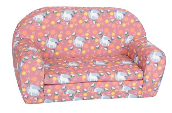 Canapea extensibila pentru copii, Knorr Toys, umplutura din spuma moale, husa bumbac 100% detasabila si lavabila, 77 x 34 x 42 cm, 9 Luni+, Unicorn Roz [ps:910088c1-a0f0-4fdd-8414-4ea3f3c2a8b5]