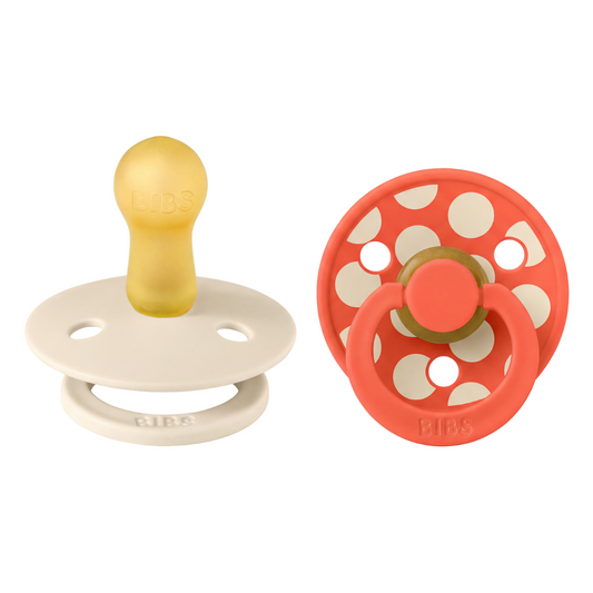 Set 2 Suzete BIBS Colour Studio Polka Dots, 0 luni+ - Ivory/Tango [ps:18bd6061-486d-4d63-831c-bf2e5c0bd14f]