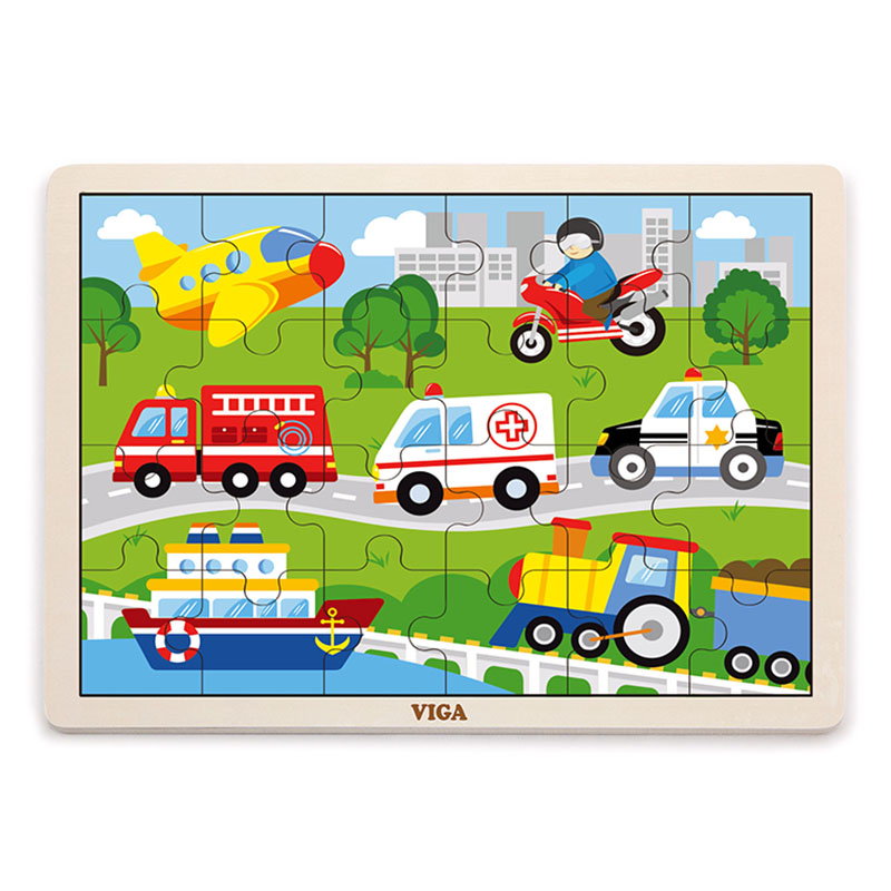 Puzzle Lemn Vehicule 24 Piese Viga Toys - Jucarie Educativa - Default Title [ps:ba5a0762-0741-4369-84da-10c8261c3052]