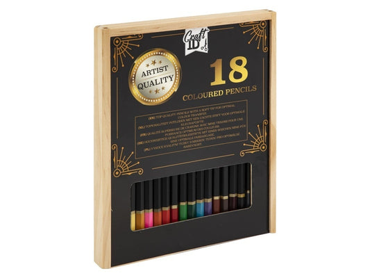 Set 18 Creioane Colorate în Cutie de Lemn, Craft ID - Default Title [ps:70d7af3e-1895-4038-be00-685acc2549ba]