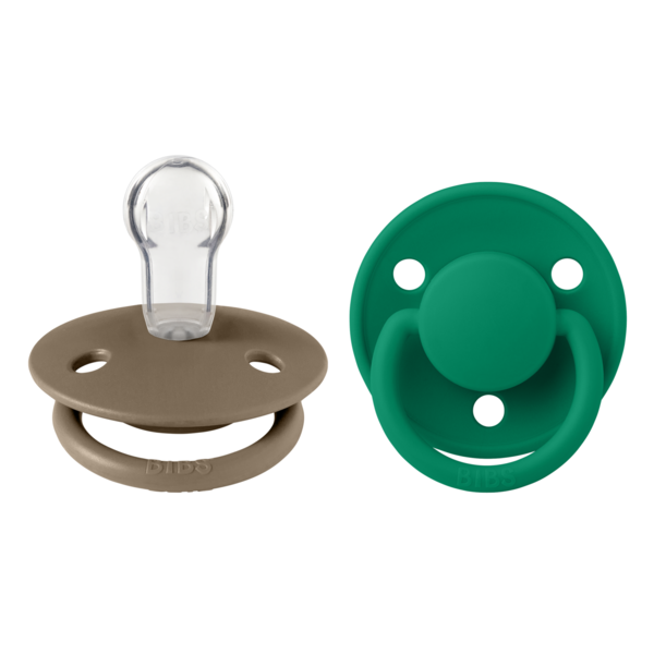 Set 2 Suzete BIBS De Lux Silicon, Tetină Rotundă - - Dark Oak/Evergreen [ps:61ffa854-7374-48bf-8637-f89588562461]