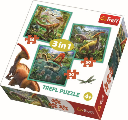 PUZZLE TREFL 3IN1 LUMEA EXTRAORDINARA A DINOZAURILOR - Default Title [ps:62c945f6-834b-4bb2-8865-b43fad39f53e]