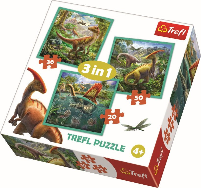 PUZZLE TREFL 3IN1 LUMEA EXTRAORDINARA A DINOZAURILOR - Default Title [ps:62c945f6-834b-4bb2-8865-b43fad39f53e]