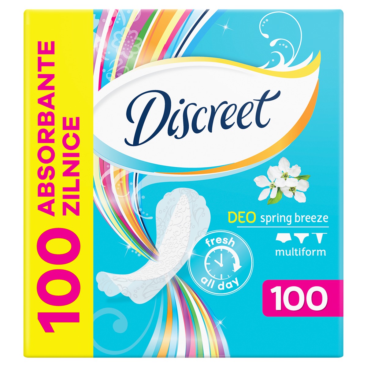 DISCREET Ocean Breeze, absorbante zilnice, Deo, 100 buc [ps:dd80b74a-75dc-4c72-80c1-6cdd812d40eb]