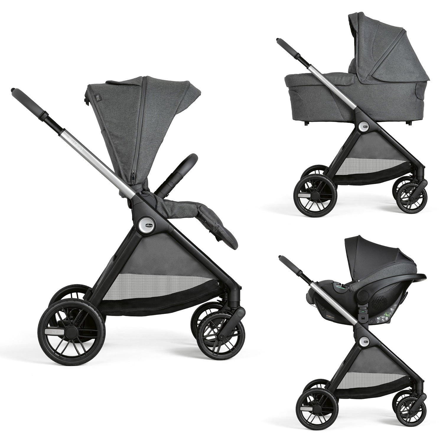 Carucior copii 3 in 1 Chicco Bellagio, Black Satin (gri - Default Title [ps:9c666350-dd6f-40bf-8525-5f4afabd8f40]