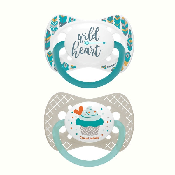 Canpol Babies Suzeta Simetrica Din Silicon 2 Buc 6-18 Luni Wild Nature+Cupcake_Gri - 23/955_Grey [ps:ce381a15-3f14-411f-af64-2ae384b1757d]
