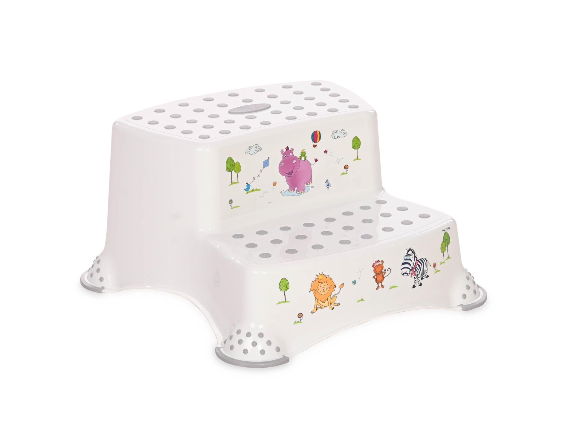 Inaltator Baie Dublu Antiderapant Lorelli Rainbow White - alb gri hippo [ps:bfabfb2c-2eee-4e6d-8cf2-fb6752310c84]
