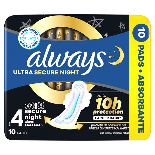 ALWAYS Ultra Secure Night, absorbante igienice, marime 4, 10 buc [ps:b109a25b-688a-4f8e-9850-a167a47c711d]