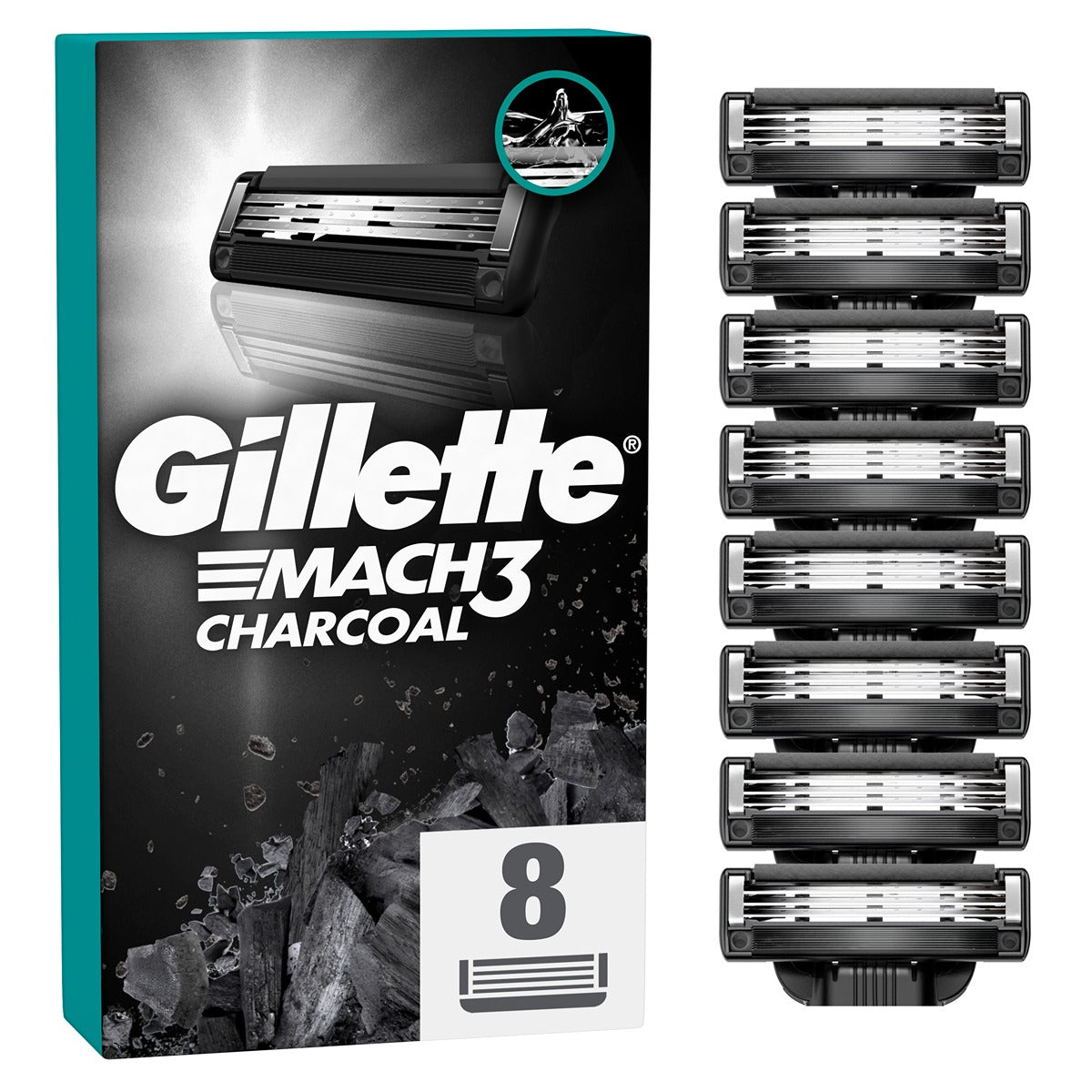 GILLETTE Mach3 Charcoal, rezerva aparat de ras, 8 buc [ps:d718d89c-89c7-49c1-81ab-fb3e261d2bfd]