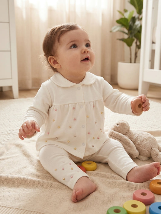 Set Cămașă și Pantaloni Bebe cu Perle Babymix 3-6 Luni - 6-9 Luni [ps:21ae416a-eb56-4d0a-b388-99ed67c75d72]