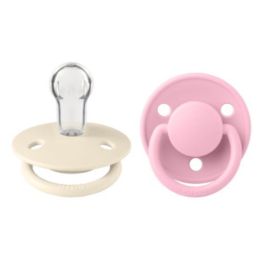 Set 2 Suzete BIBS De Lux Silicon, Tetină Rotundă - - Ivory/Baby Pink [ps:25bd4da9-3ef3-4164-8d3e-e7a44c49a24f]