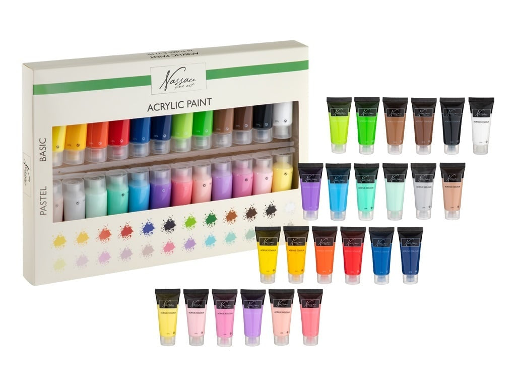 Set 24 Culori Acrilice Fine Art Nassau - Bază și Pastel - Default Title [ps:ae8e2533-ce64-4fa7-ab94-1b60574ec46a]