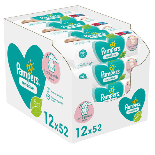 PAMPERS Sensitive, servetele umede, pentru copii, 12x52 buc - Default Title [ps:cf0025f6-64d6-439b-b4fb-85e840ac6c0e]