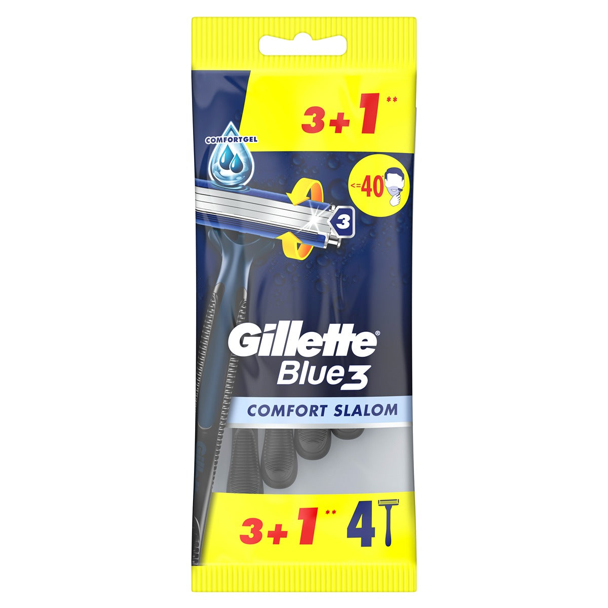 GILLETTE Blue III Slalom Comfort, aparat de ras, 3+1 buc [ps:9d016450-4ffc-4d69-8d2e-ab637879a7e9]