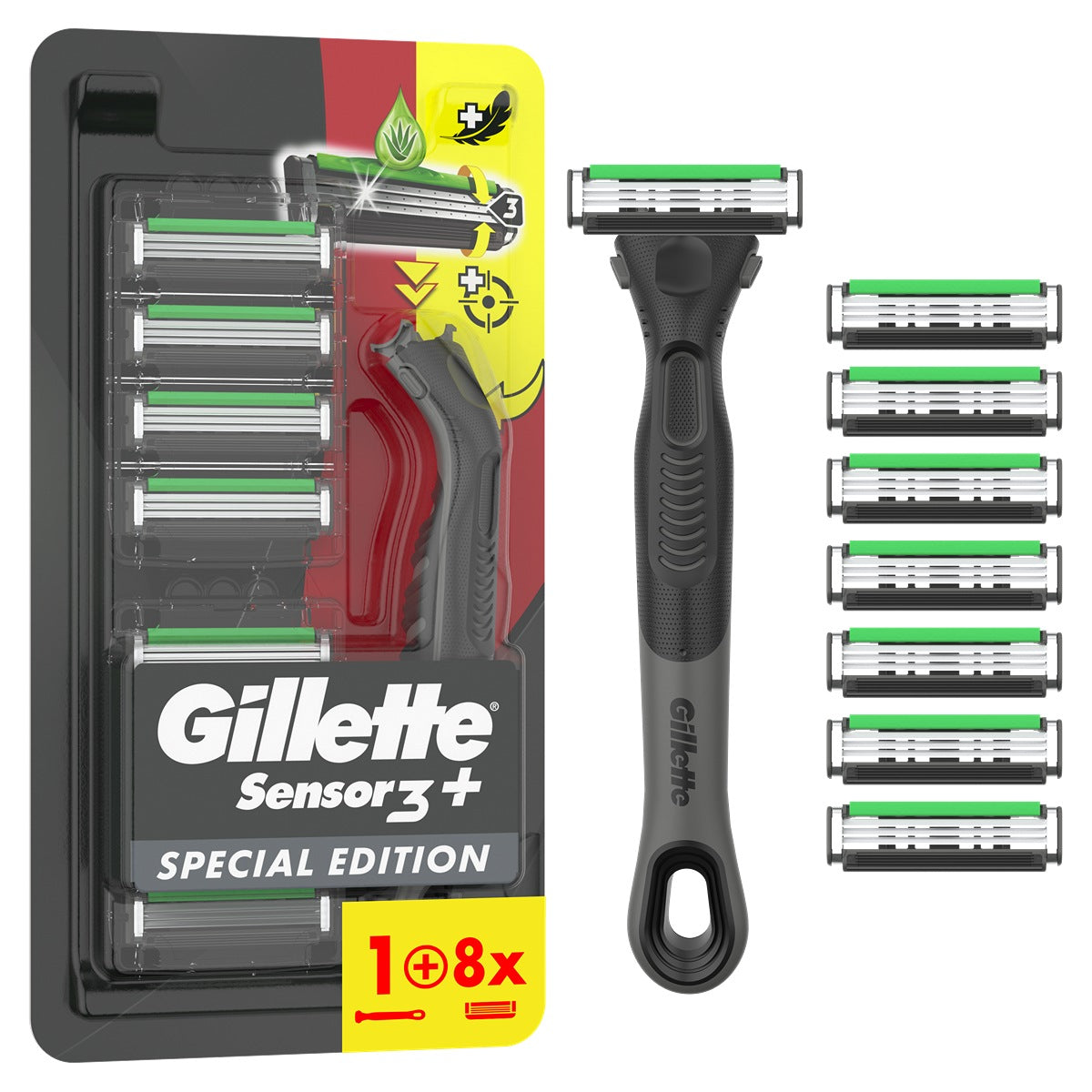 GILLETTE Sensor 3 Plus Black, aparat de ras, 8 buc [ps:3a025ae0-774d-4e5d-a05b-2b0393f0ca2d]