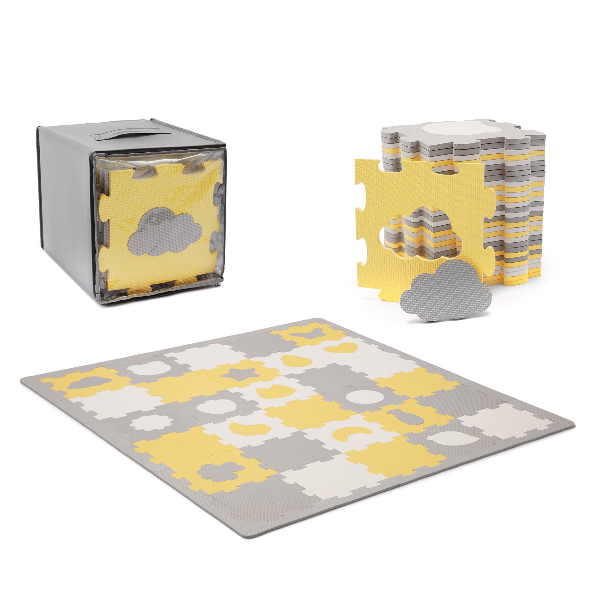 COVORAS DE JOACA KINDERKRAFT LUNO SHAPES, PUZZLE 3D, SPUMA, YELLOW [ps:3506ab12-6b1f-490a-9096-c33e5ef95068]