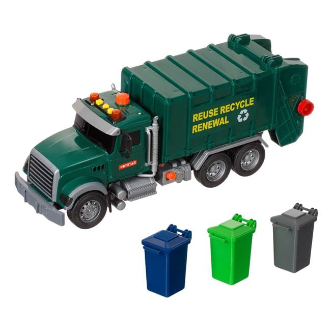 Camion Gunoier Jumbo Verde cu 3 Pubele, Lumină și Sunet - Default Title [ps:d954ecd9-4c66-4c0a-8138-313130bf69fb]