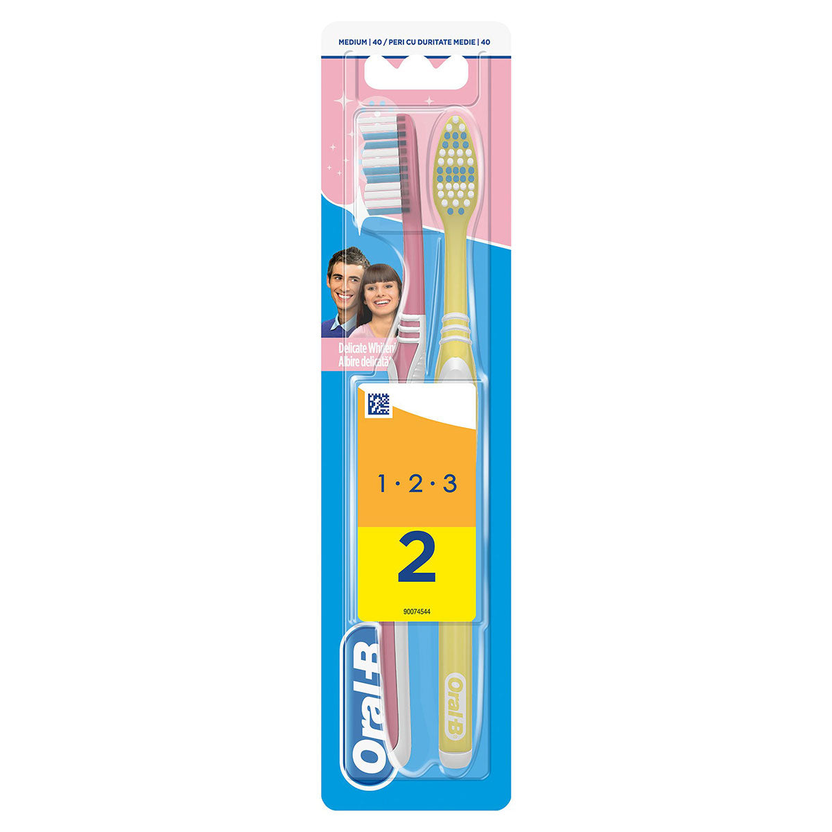 ORAL-B 3-Effect Delicate White, periuta de dinti, 40 medium, 2 buc [ps:6e68340f-948d-4be2-baf8-512219540d02]