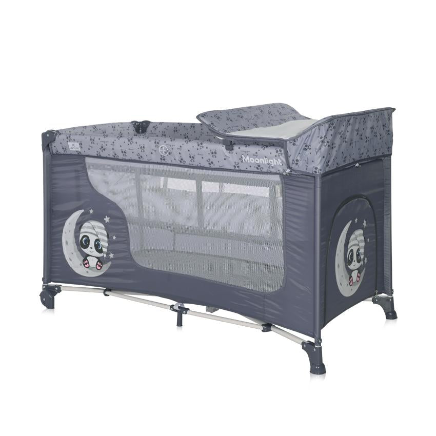 Pătuț Pliabil Lorelli Moonlight, 2 Nivele, Cool Grey Pandas - Cool Grey Pandas [ps:46585321-00d1-41c2-8466-8b3dc2f6bbdd]