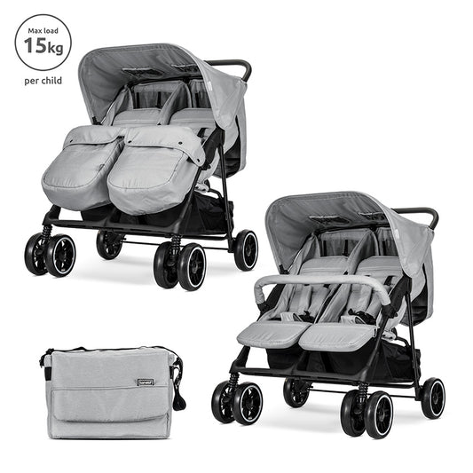Cărucior Gemeni Lorelli Twin, Cool Grey - Reglabil - Grey [ps:d2e15202-bef7-474c-b094-68b6dde8e249]