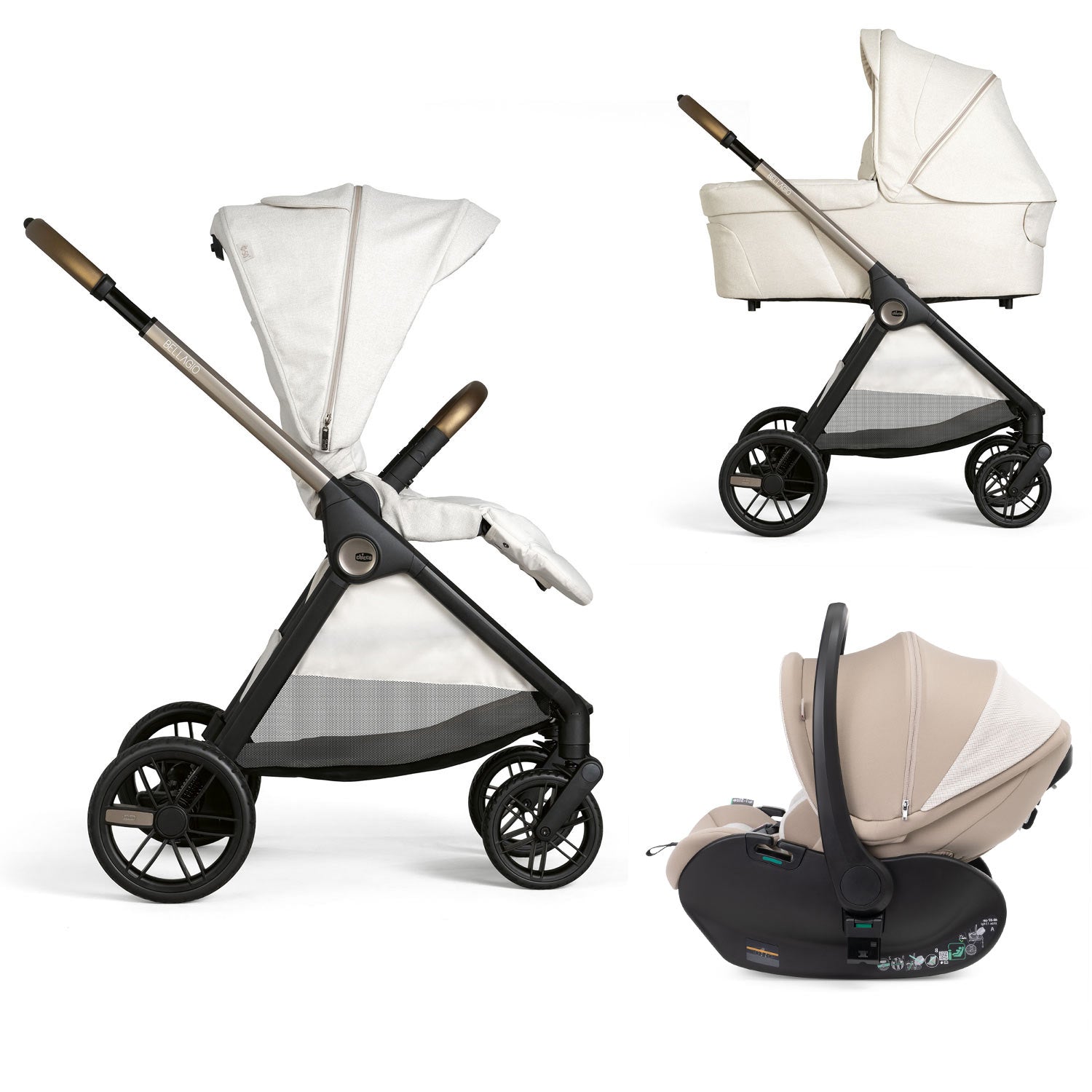 Cărucior 3 în 1 Chicco Bellagio, Amber Glow, 0 luni+ - Amber Glow (bej deschis) [ps:49e64cc5-2eea-4091-84f5-fef95d78584c]