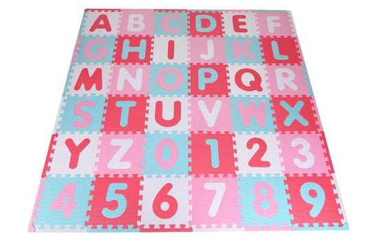 Covoraș Puzzle Knorr Toys, 180x180 cm, Cifre și Litere, Roz - Default Title [ps:79e53560-6430-41d2-a897-bf8f3f40f07d]