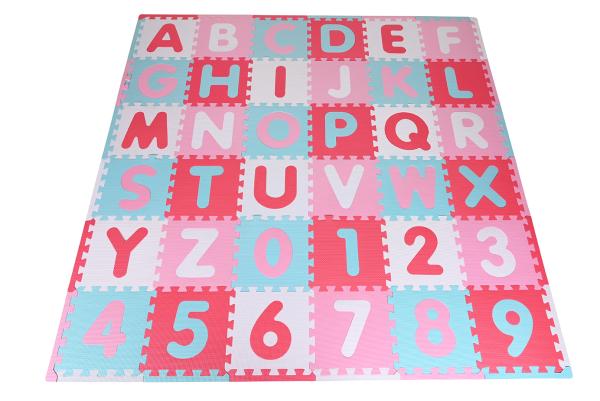 Covoraș Puzzle Knorr Toys, 180x180 cm, Cifre și Litere, Roz - Default Title [ps:79e53560-6430-41d2-a897-bf8f3f40f07d]