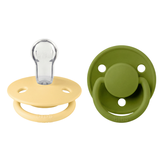 Set 2 Suzete BIBS De Lux Silicon, Tetină Rotundă - Pale - Pale Butter/Wasabi [ps:ff6f0b8c-7b4d-45c7-be50-e163c6c56b08]