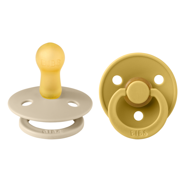 Set 2 Suzete BIBS Colour Latex, Tetina Simetrică, 0 luni - Vanilla/Mustard [ps:deb1e259-7fb2-43be-bcfb-f23d1f9c8a60]