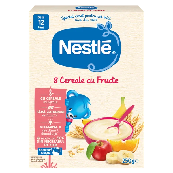 NESTLE Baby, 8 cereale, cu fructe, 250 g [ps:d0d14533-d290-4800-b392-d518ae8f2f72]