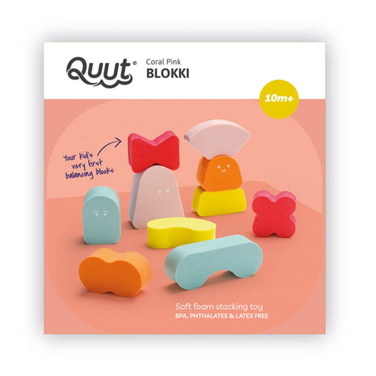 Blokki Quut - Joc de Stivuire din Spuma, Minty Blue - Coral Pink [ps:b302fc0b-d9c1-4749-8cc7-e81bdd0a3ebb]