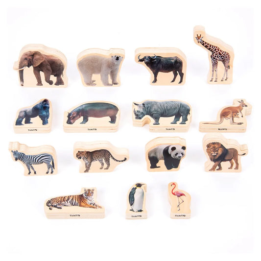 Blocuri Lemn Animale Sălbătice, 15 piese, Tickit - Default Title [ps:ef4270e9-f606-4e4a-ae65-d1d9db36a8c8]