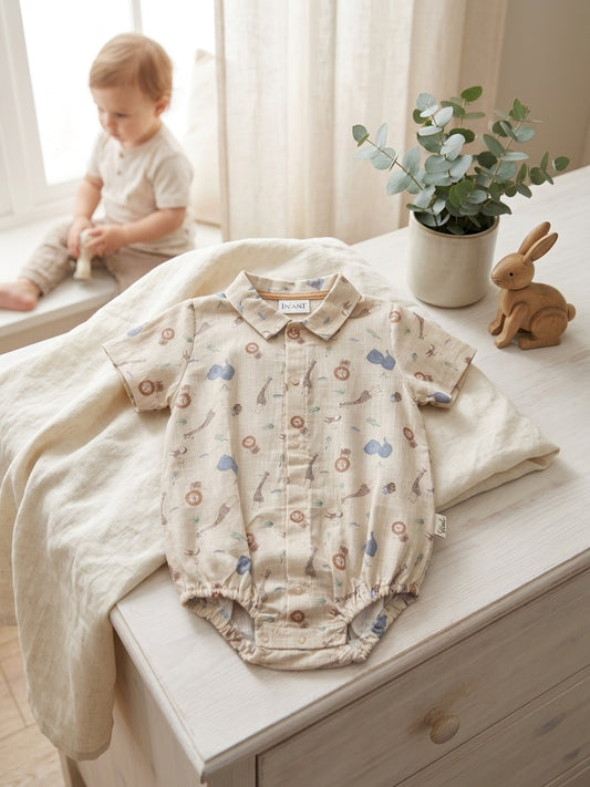 Body cu guler și imprimeu safari, Flexi 0-3 Luni Bleu INFANT - 9-12 Luni [ps:180f86a0-413c-453c-b6ea-a01e577a10d2]