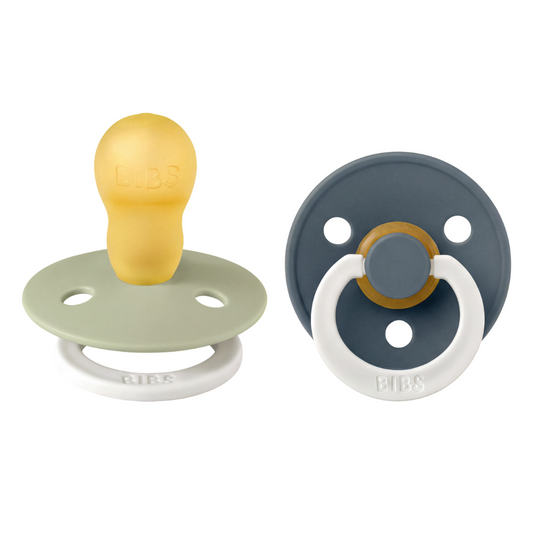Set 2 Suzete BIBS Colour Glow Latex, Rotunde, 18 luni - Sage [ps:be9d8391-3138-451c-bde9-dcf92a5e52e7]
