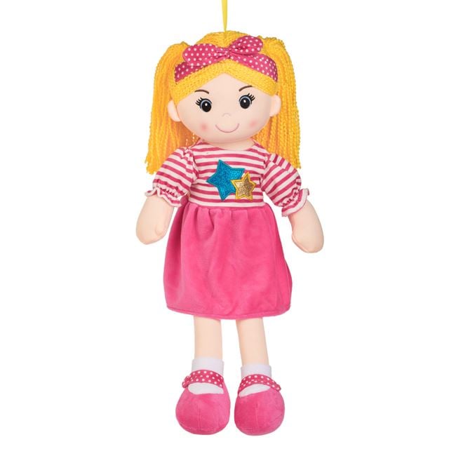 Papusa Textila Jumbo cu Rochie Fuscia si Par Blond, 55cm - Default Title [ps:73d40b82-88eb-476b-8f7c-f4a0f8caf318]